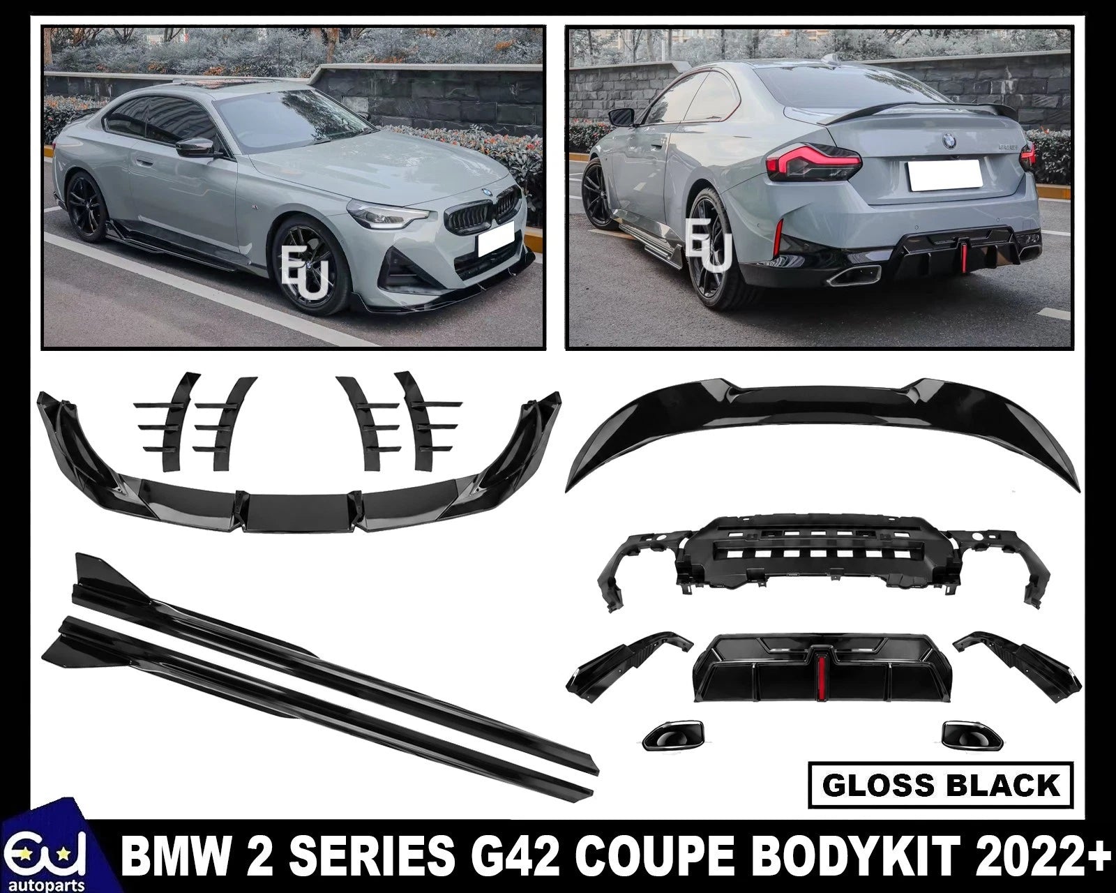FOR BMW 2 SERIES G42 COUPE BODYKIT FRONT SPLITTER REAR SPOILER DIFFUSER BODY KIT