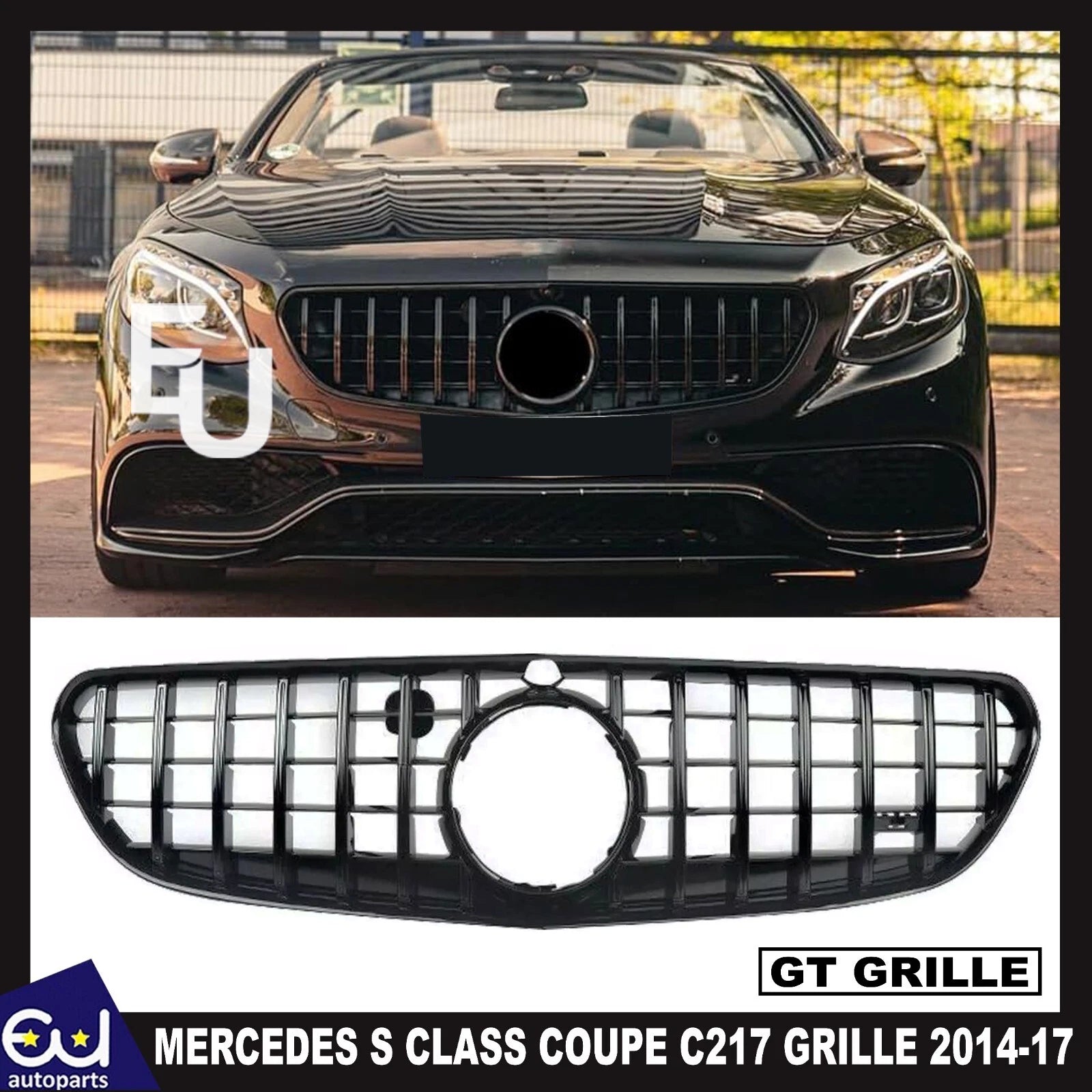 FOR MERCEDES S CLASS COUPE C217 PANAMERICANA GT FRONT GRILLE GRILL BLACK 2014-17