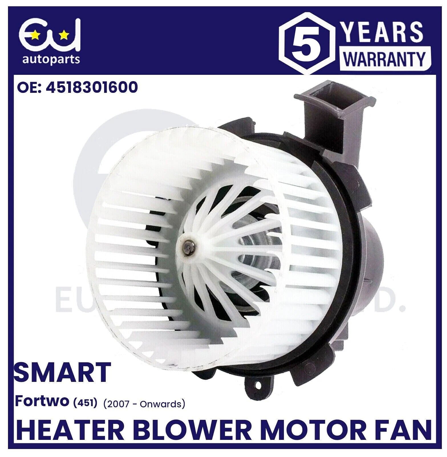 HEATER INTERIOR BLOWER MOTOR FAN FOR SMART FORTWO CABRIO 451 2007-23 4518301600
