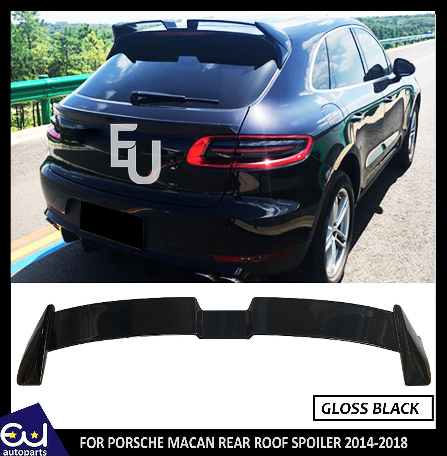 REAR ROOF BOOT SPOILER TRUNK WING LIP FOR PORSCHE MACAN 95B 2014+ GLOSS BLACK