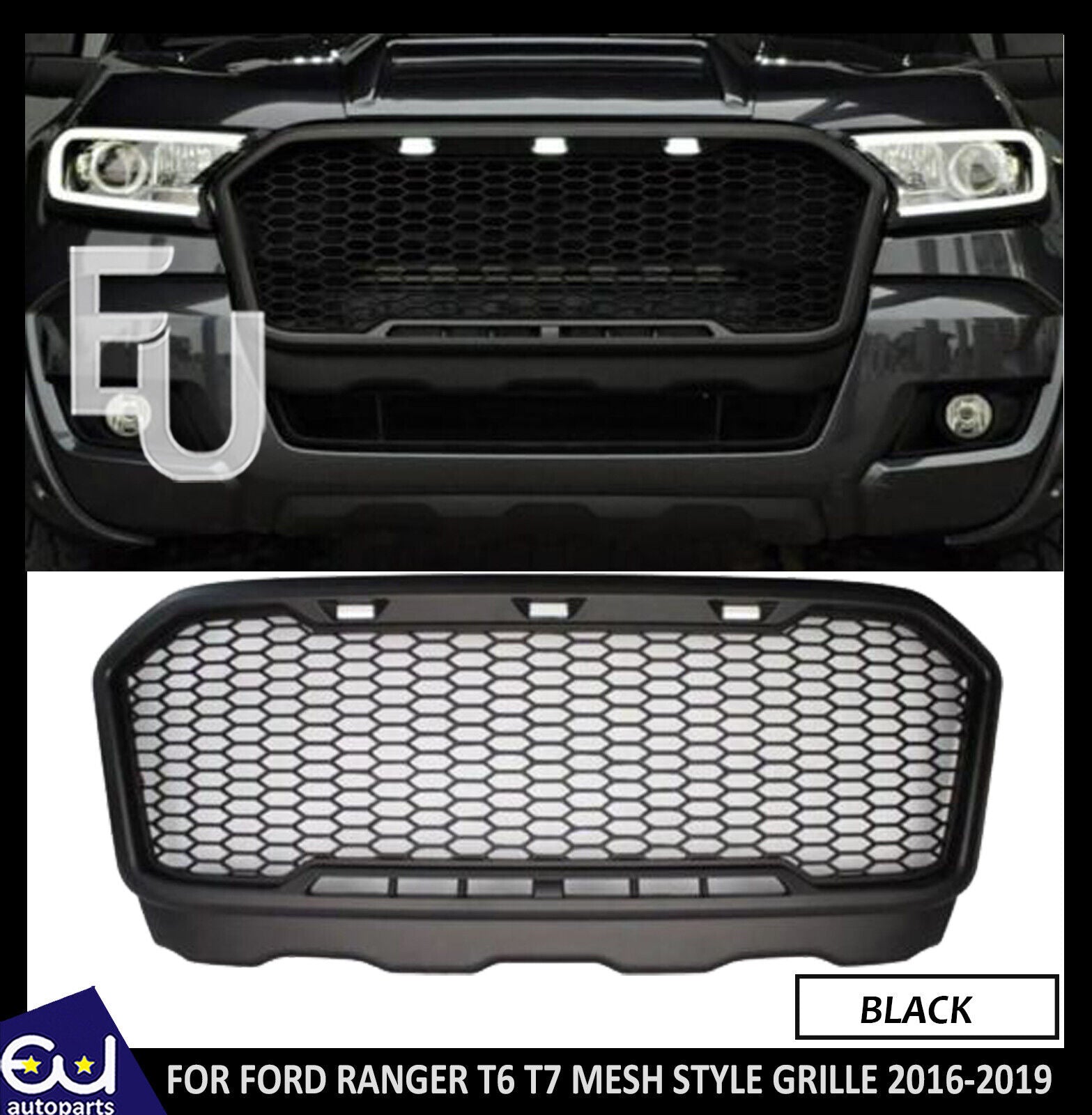 MATTE BLACK F150 STYLE LED GRILLE FOR FORD RANGER T6 T7 2016-2019 PX2