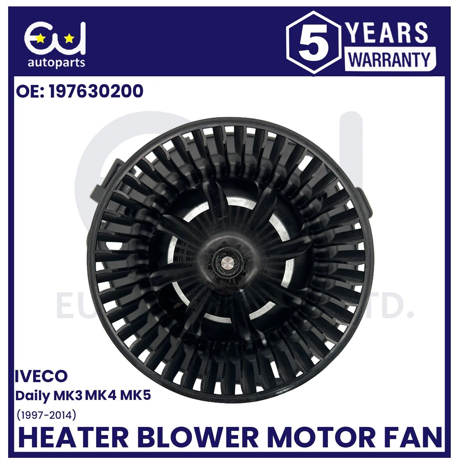 HEATER INTERIOR BLOWER FAN MOTOR FOR IVECO DAILY MK3 MK4 MK5 1997-2014 197630200