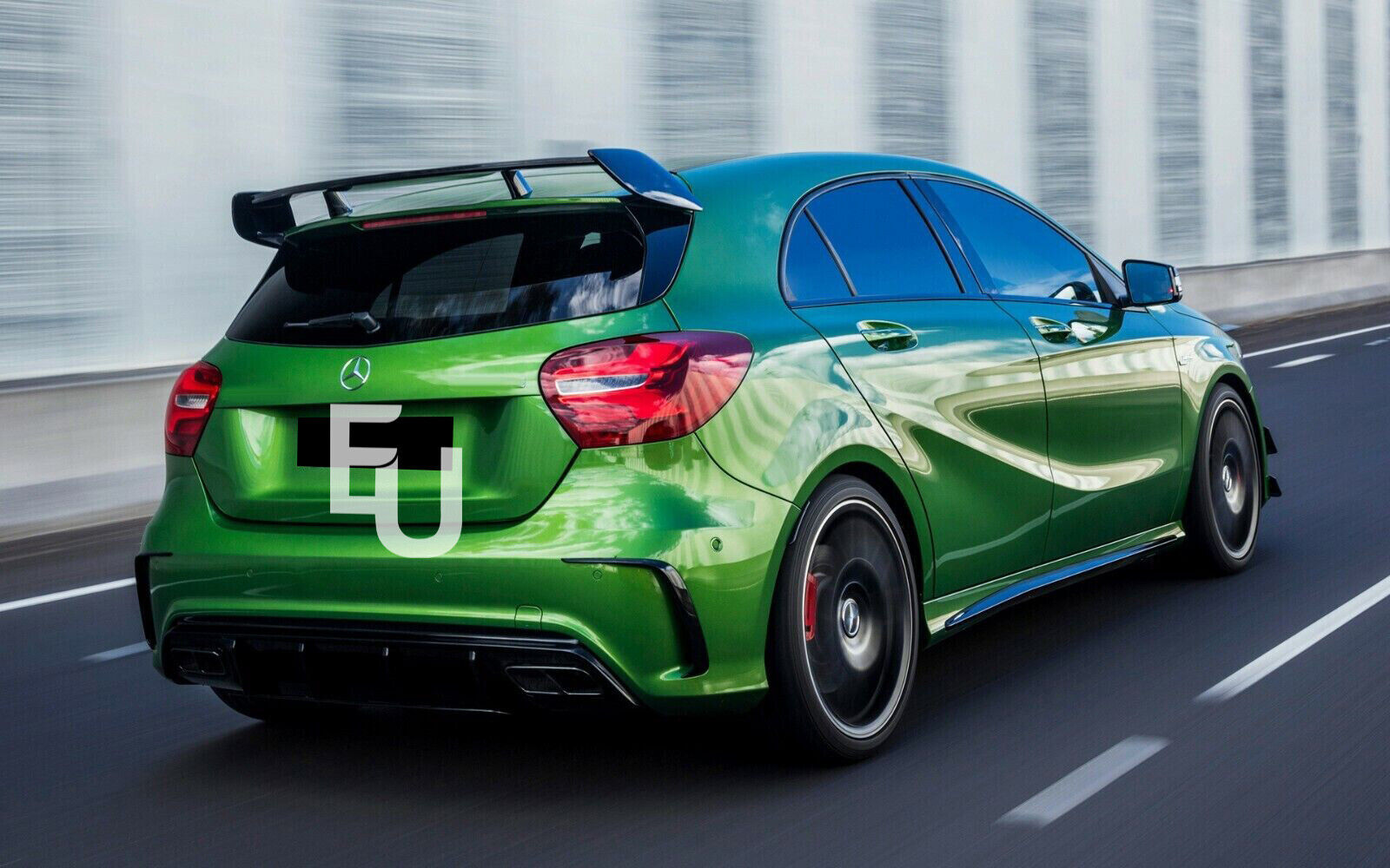 FOR MERCEDES A CLASS W176 AMG A45 LOOK REAR DIFFUSER SPLITTER GLOSS BLACK 12-18