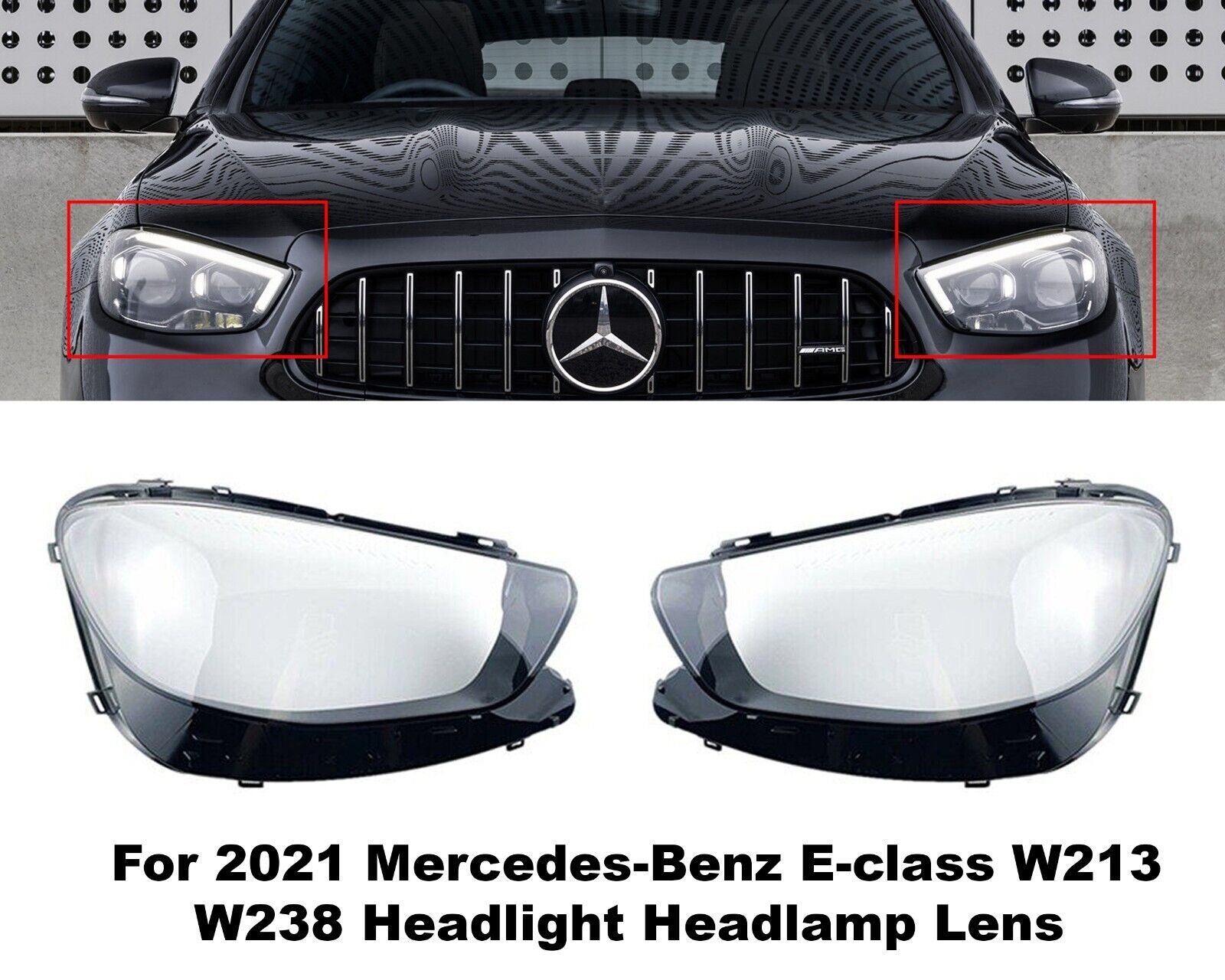 FOR MERCEDES-BENZ E-CLASS 2020+ W213 S213 HEADLIGHT HEADLAMP LENS L+R COVER