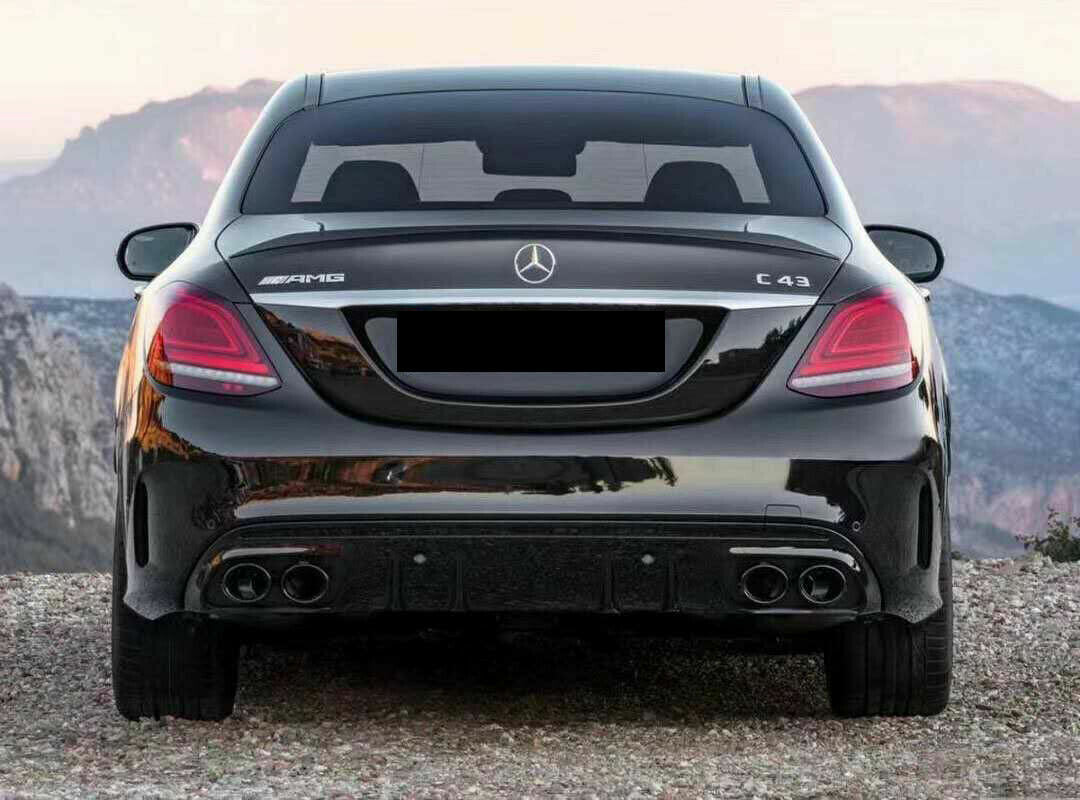REAR DIFFUSER FOR MERCEDES C CLASS W205 SALOON ESTATE AMG C43 STYLE FACELIFT 19+
