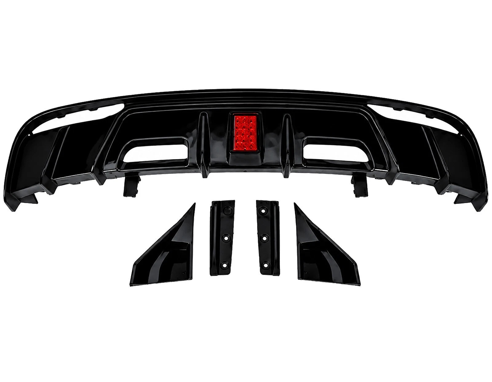 BRAGE DESIGN REAR BUMPER DIFFUSER WITH LED FOR TESLA MODEL 3 GLOSS BLK 2017-2023