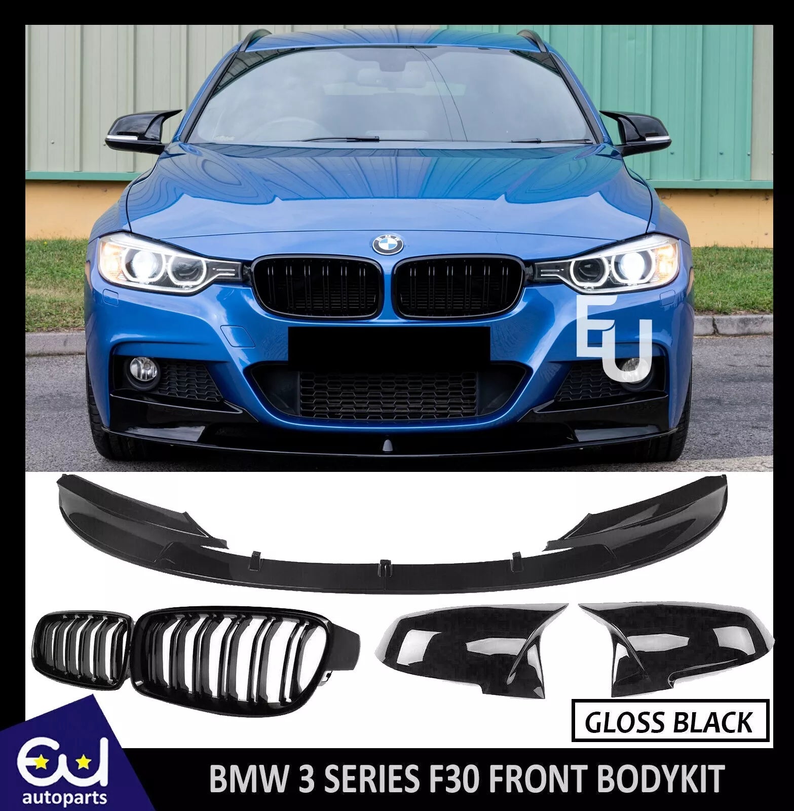 FOR BMW F30 F31 3 SERIES M STYLE FRONT SPLITTER LIP MIRROR COVER GRILLE BODYKIT
