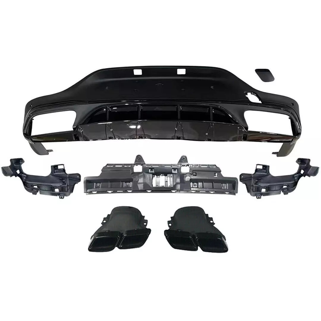 FOR MERCEDES GLC C253 COUPE AMG GLC63 STYLE REAR DIFFUSER & BLACK PIPES 2016+ UK