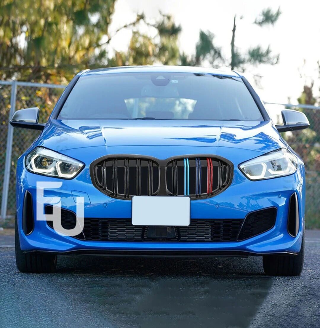 FOR BMW 1 SERIES F40 DOUBLE SLAT M COLOR FRONT GRILLE GRILL GLOSS BLACK 2019+