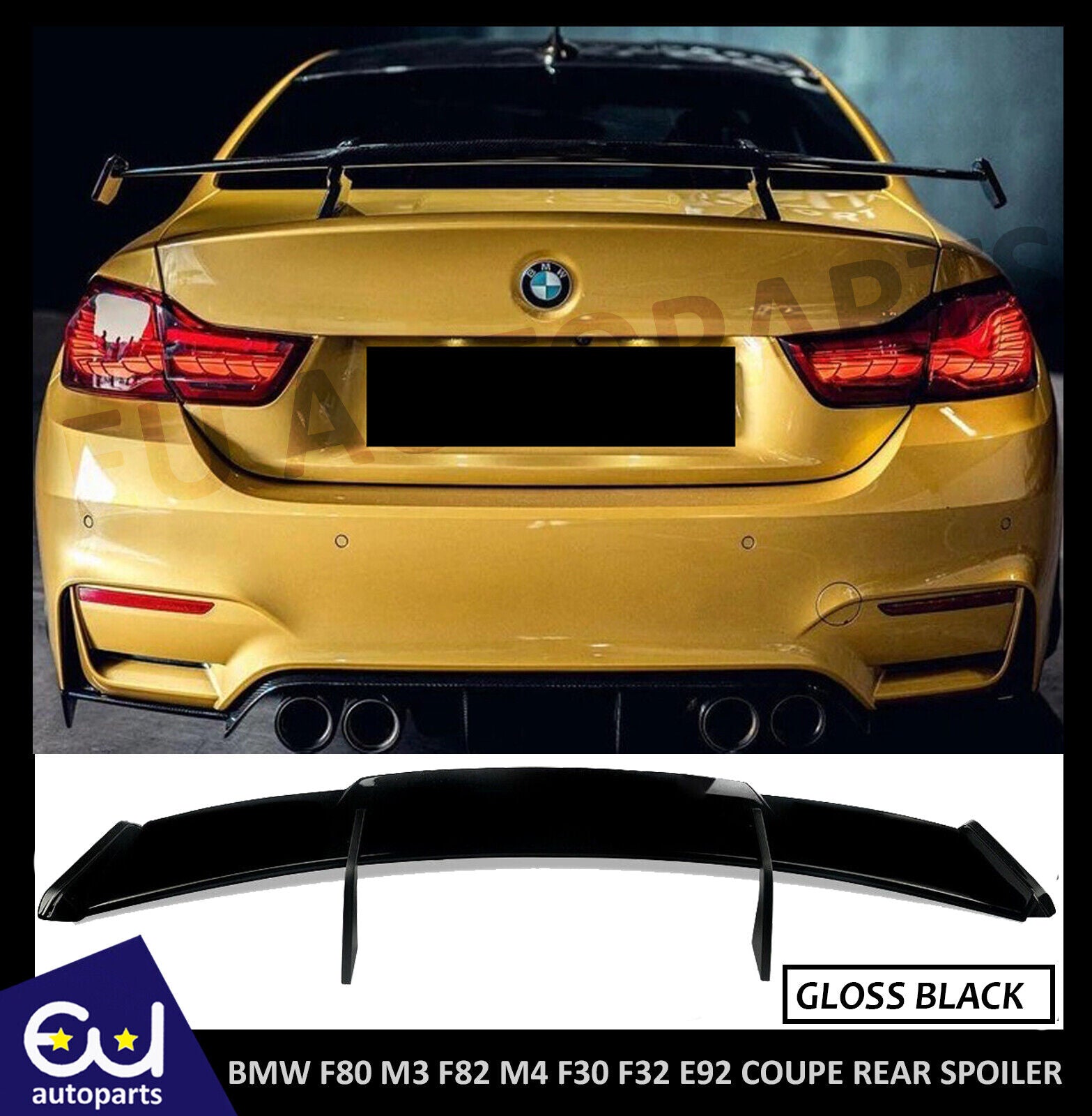 Carbon Fiber Glossy Black Rear Spoiler Boot Lip for BMW F30 M3 F80
