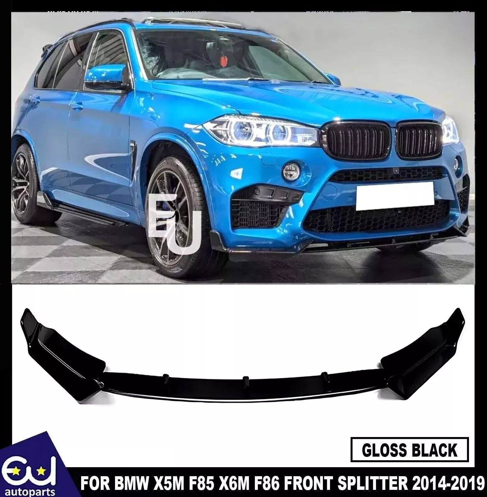 FRONT LIP SPLITTER SPOILER  FOR BMW X5M F85 X6M F86 M SPORT GLOSS BLACK 2014-19