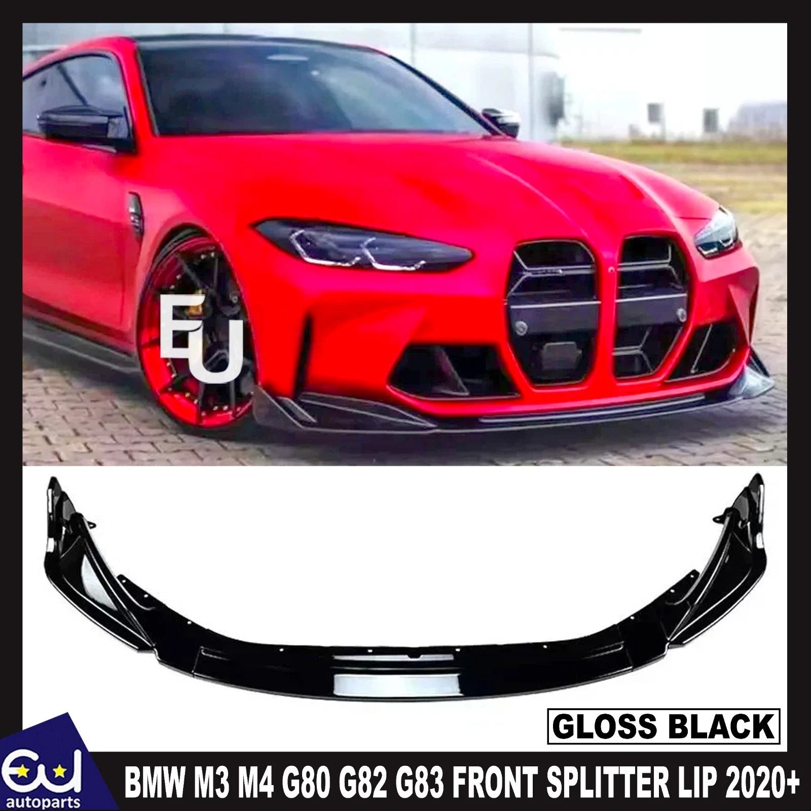 FOR BMW M3 M4 G80 G82 G83 FRONT SPLITTER SPOILER LIP BODY KIT GLOSS BLACK 2020+