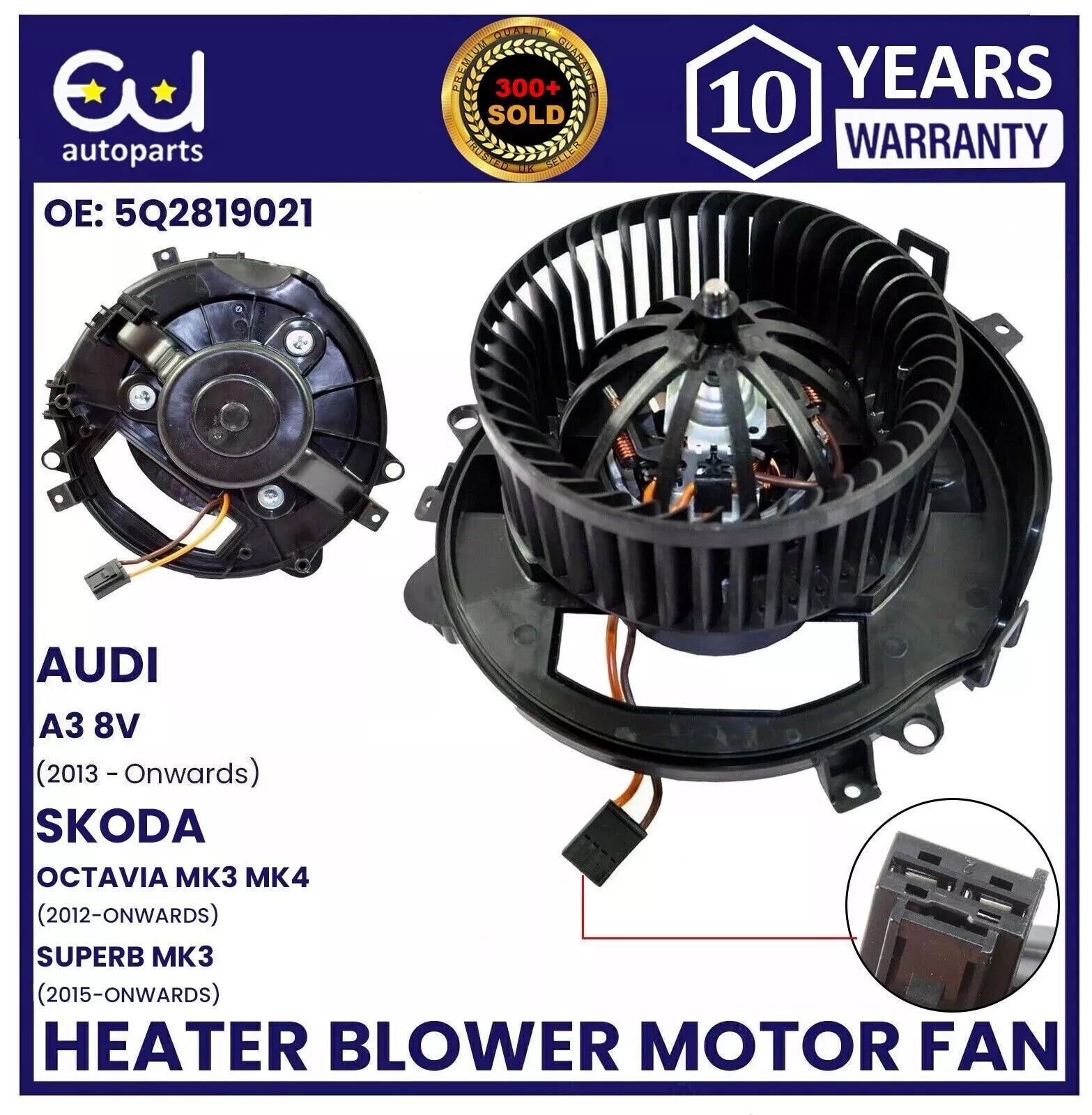 HEATER BLOWER MOTOR FAN FOR SKODA OCTAVIA MK3 MK4 2012-ON SUPERB MK3 2015-ON