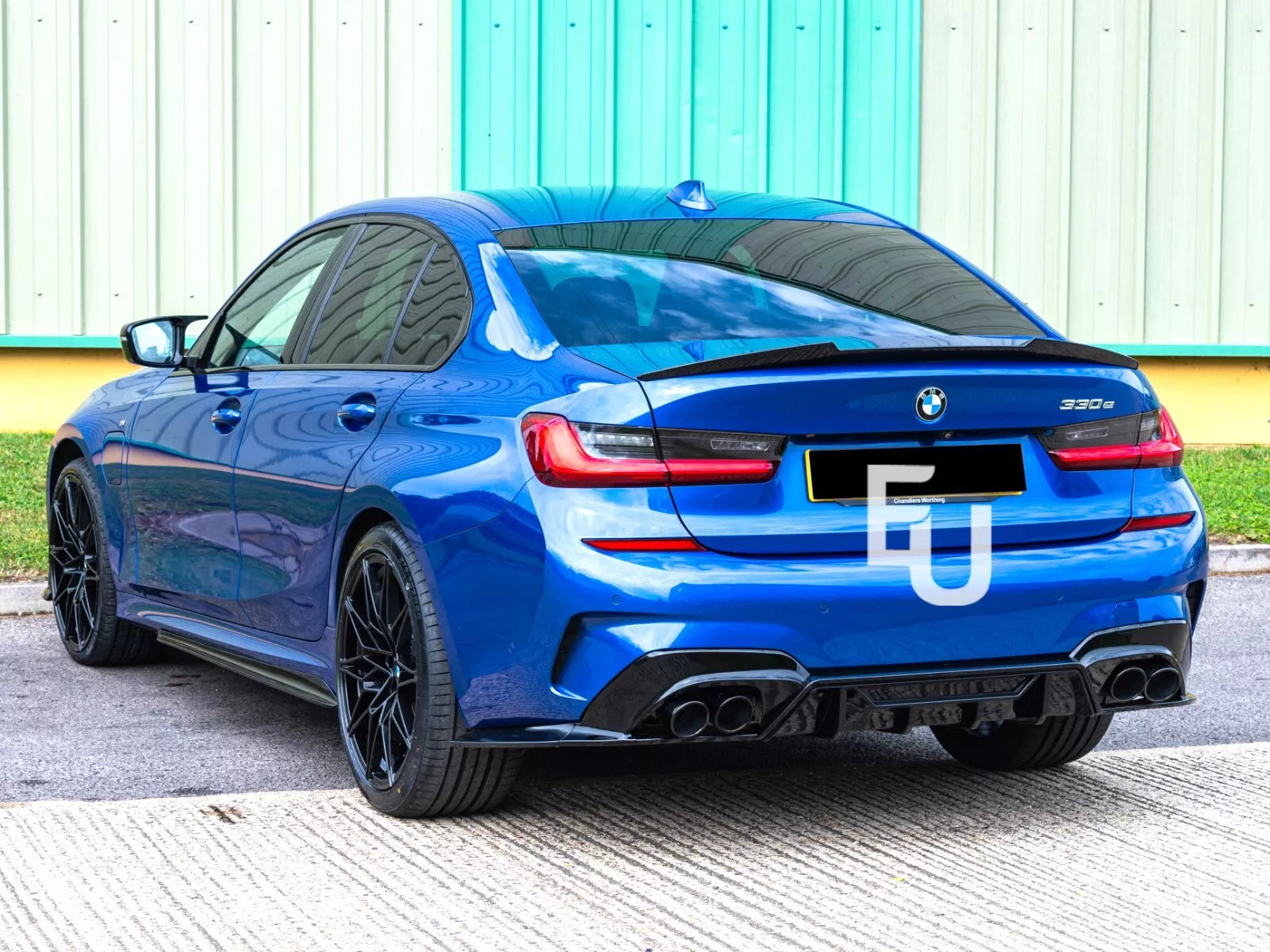 COMPETITION STYLE REAR DIFFUSER TAIL PIPE FOR BMW 3 SERIES G20 G21 QUAD EXHAUST