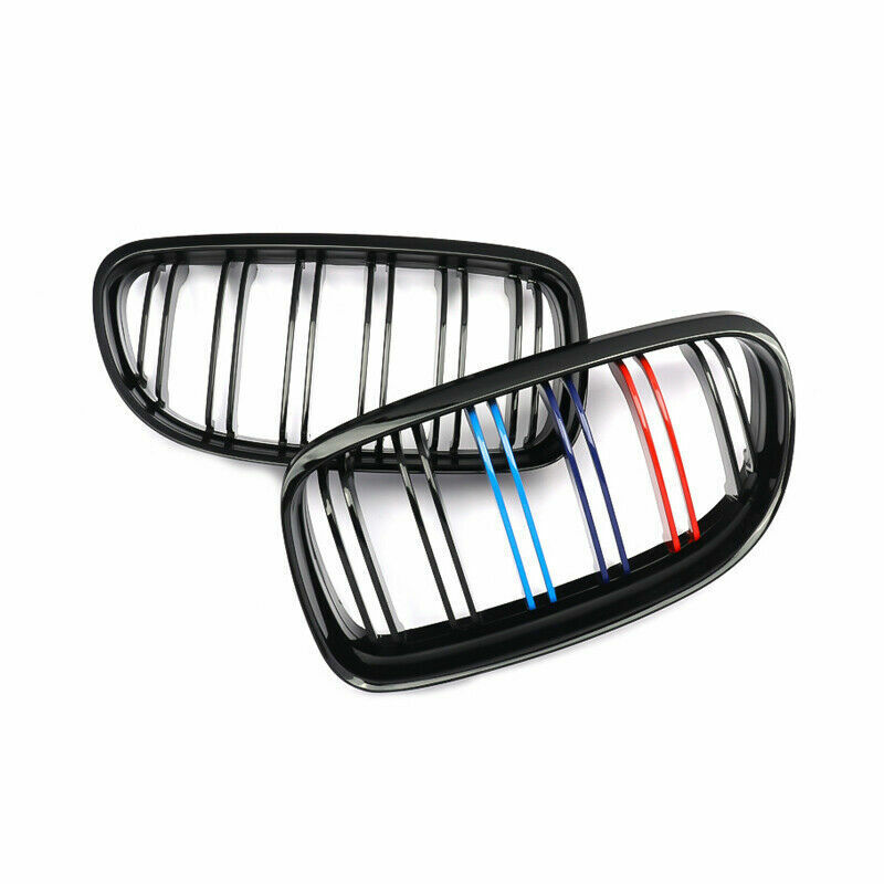M COLOR BLACK TWIN BAR KIDNEY GRILLE GRILL FOR BMW 3 SERIES E90 E91 LCI 08-2011