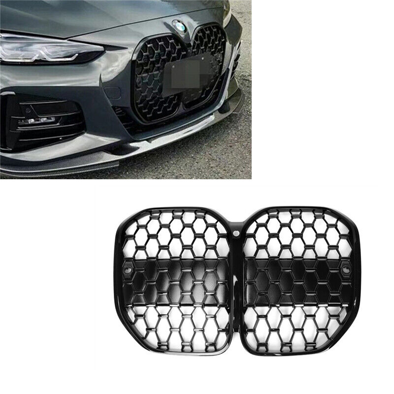 FOR BMW G22 G23 G26 4 SERIES KIDNEY GRILL GRILLE M4 DIAMOND STYLE 20+ ALL BLACK