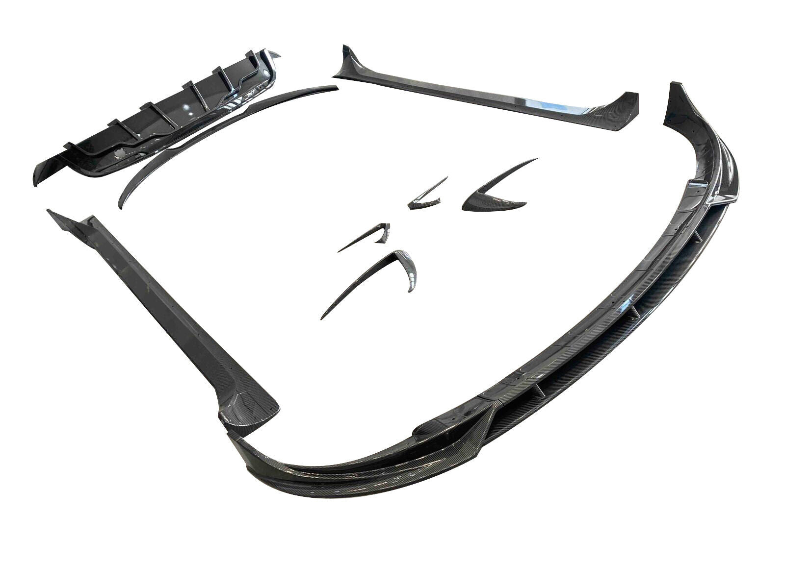 FOR TESLA MODEL Y BODYKIT BODY KIT FRONT LIP SPLITTER DIFFUSER SKIRT CARBON LOOK