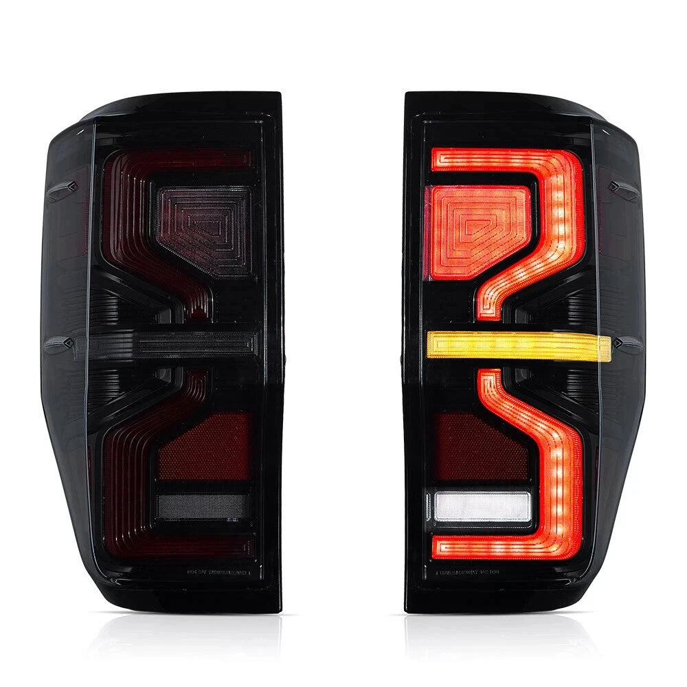 SMOKED SEQUENTIAL LED TAIL LIGHTS LAMPS FOR FORD RANGER 2012-21 W/STARTUP RAPTOR