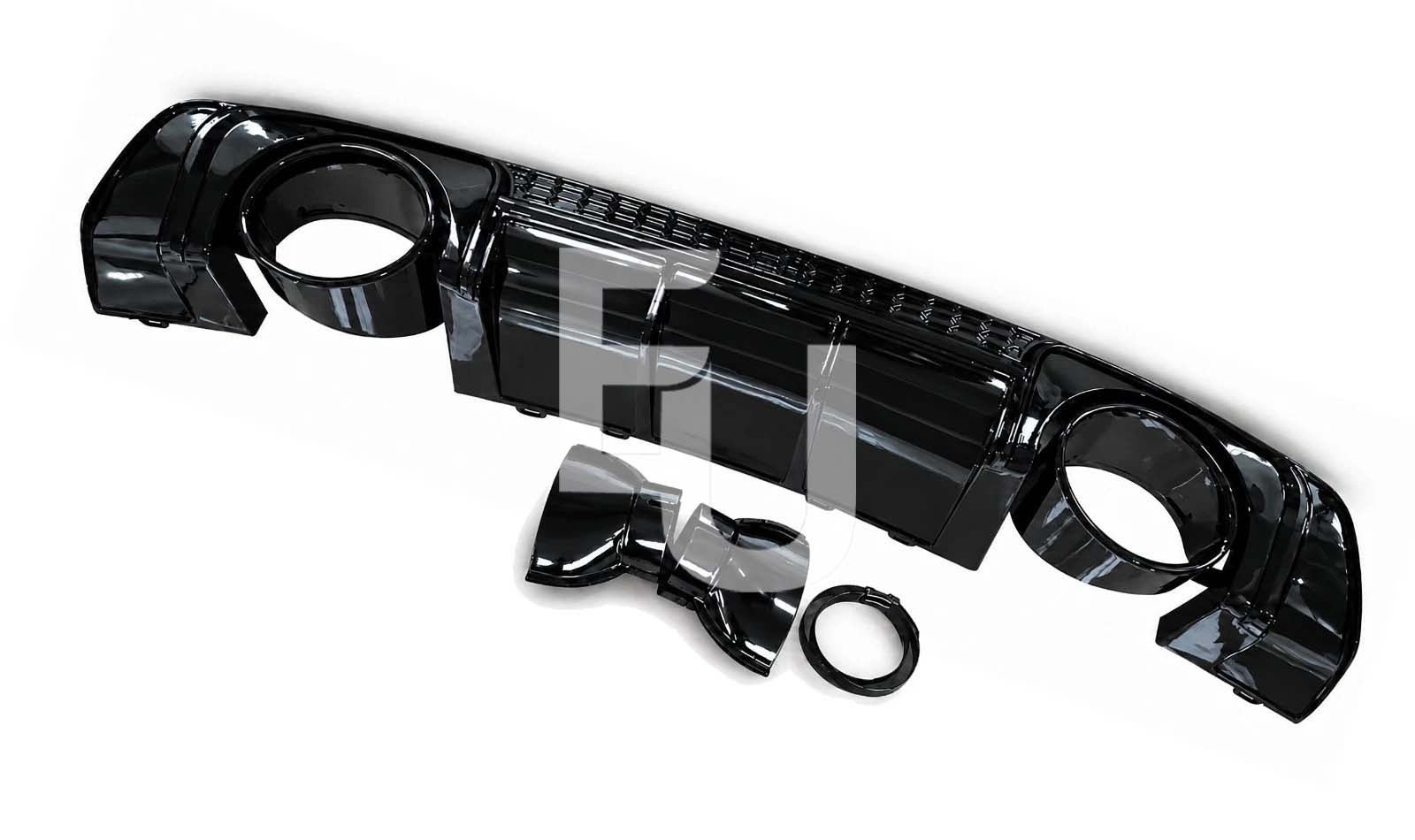 GLOSS BLACK REAR BUMPER DIFFUSER TTRS LOOK FOR AUDI TT MK3 W/TAILPIPE 2015-2018