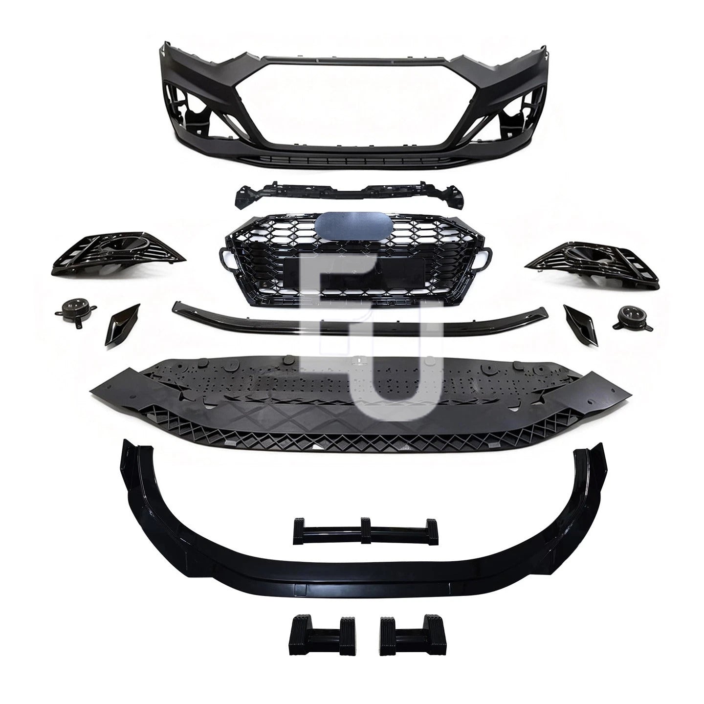 RS5 LOOK FRONT BUMPER SPLITTER WITH GRILLE BODYKIT FOR AUDI A5 S5 B9.5 2020-24