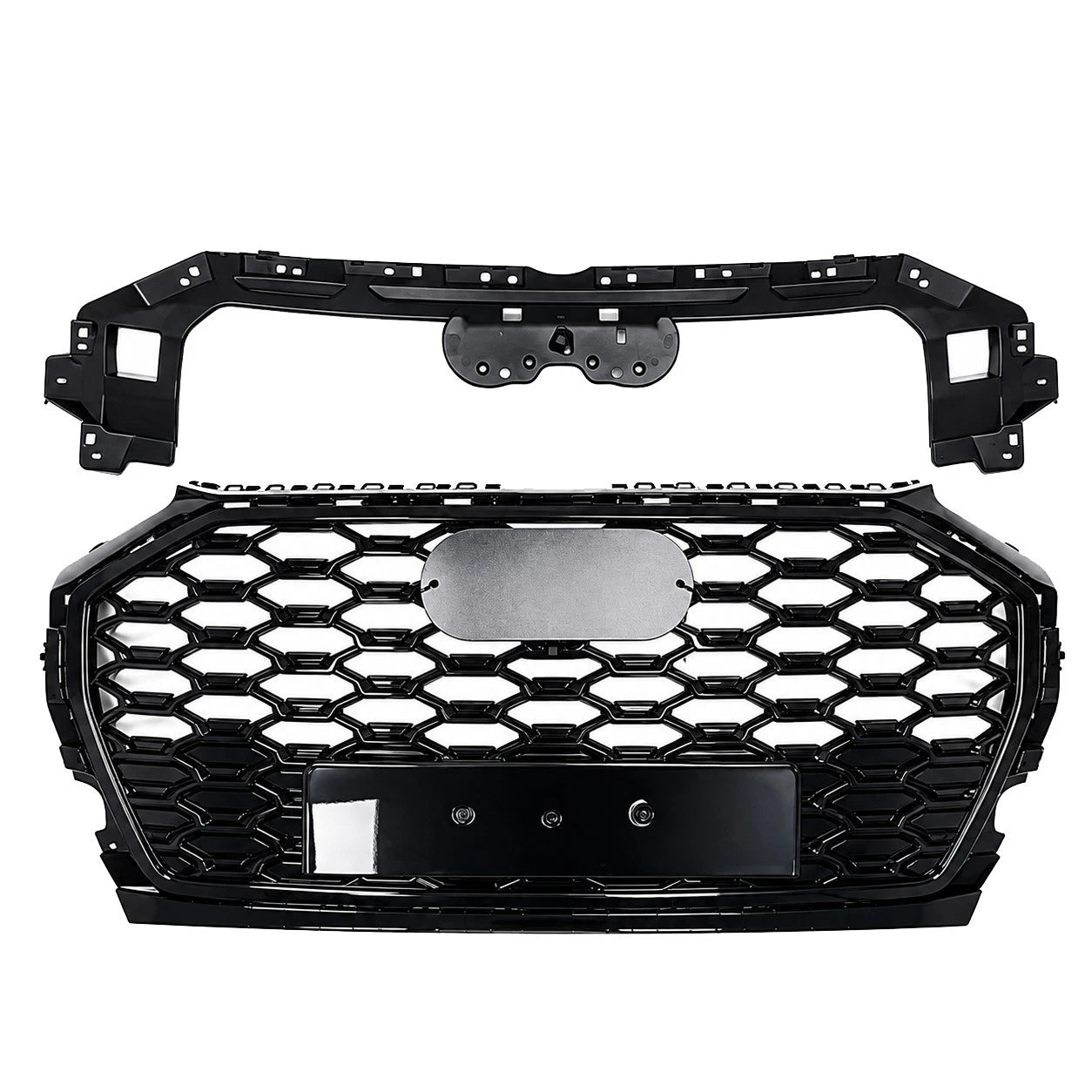 RSQ5 STYLE FRONT HONEYCOMB GRILLE & FOG COVER BLACK FOR AUDI Q5 2021-2024