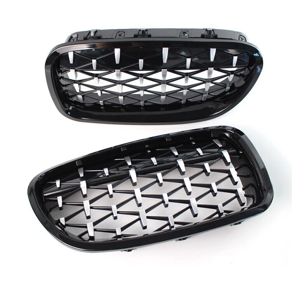 FOR BMW F10 F11 5 SERIES KIDNEY GRILLE GRILL DIAMOND LOOK CHROME SILVER M5 10-16