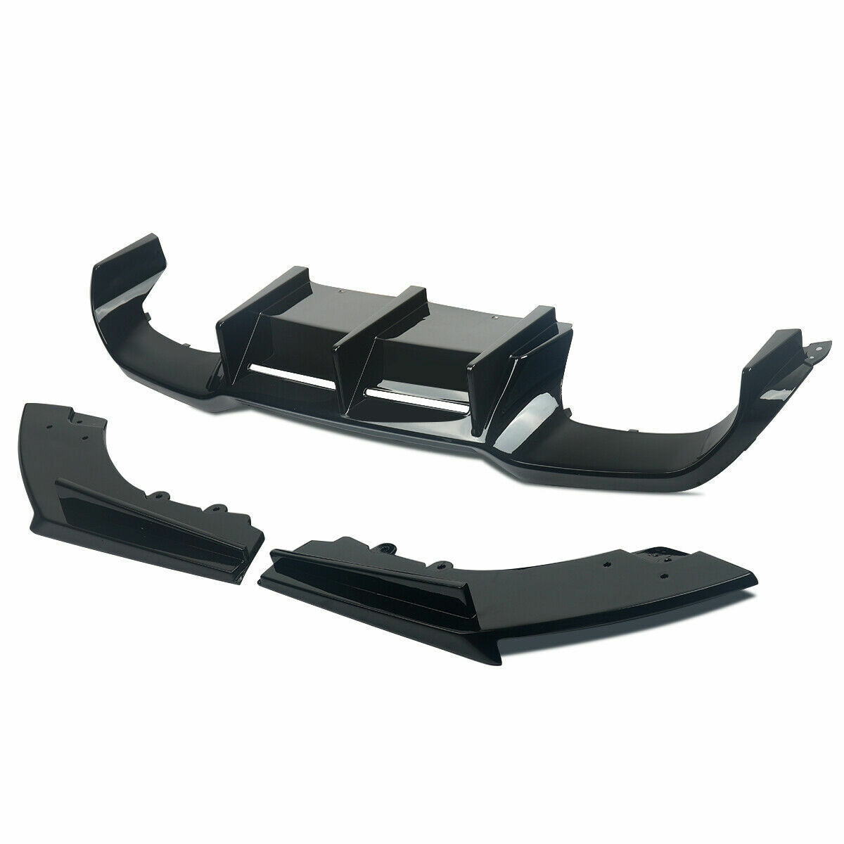 FOR BMW M2 F87 GLOSS BLACK REAR DIFFUSER SPLITTER VALANCE 3PC MTC STYLE 2015+