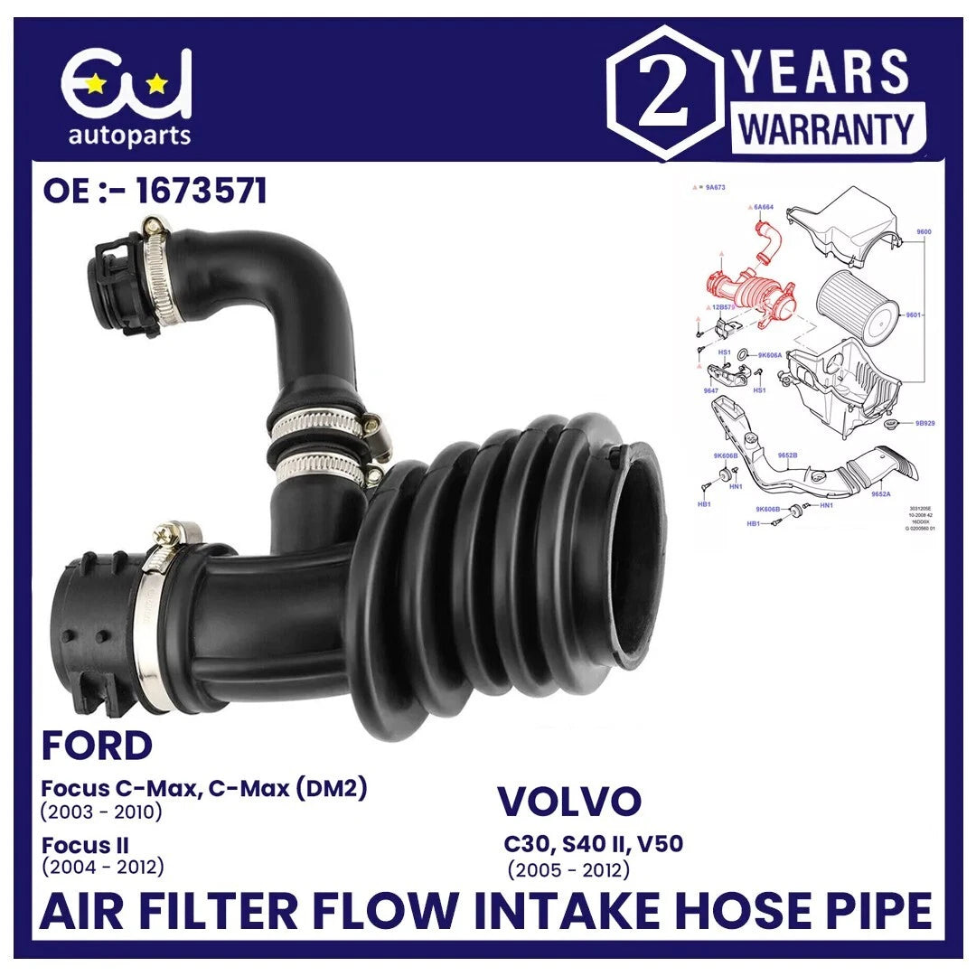 AIR FILTER FLOW INTAKE HOSE PIPE FOR FORD FOCUS MK2 C-Max 1.6 TDCI Volvo 1673571