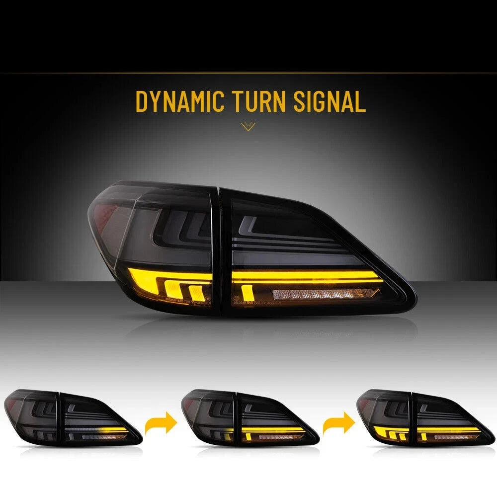 FOR LEXUS RX 350F 450H W/SEQUENTIAL LH+RH PAIR SMOKED LED REAR TAIL LIGHT LAMP