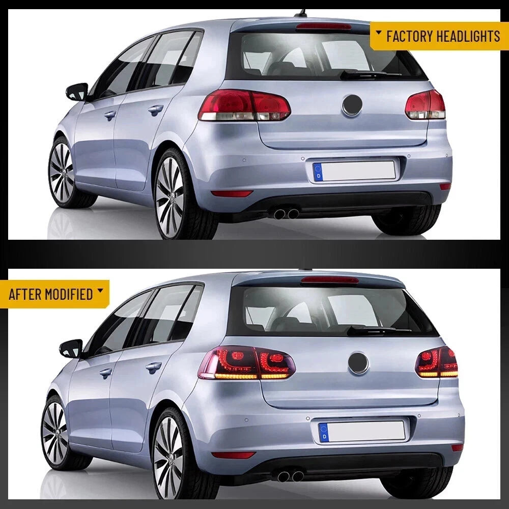 LED HEADLIGHT RED EYE REAR TAIL LIGHTS LAMP SET FOR VW GOLF MK6 08-13 SEQUENTIAL