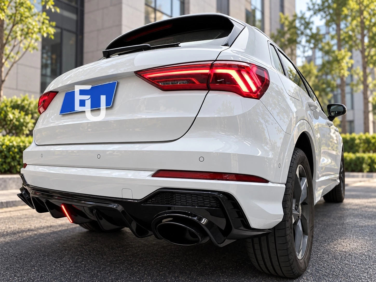 FOR AUDI Q3 F3 SQ3 SUV S-LINE RSQ3 LOOK REAR DIFFUSER W/LED TAILPIPES 2019-2025