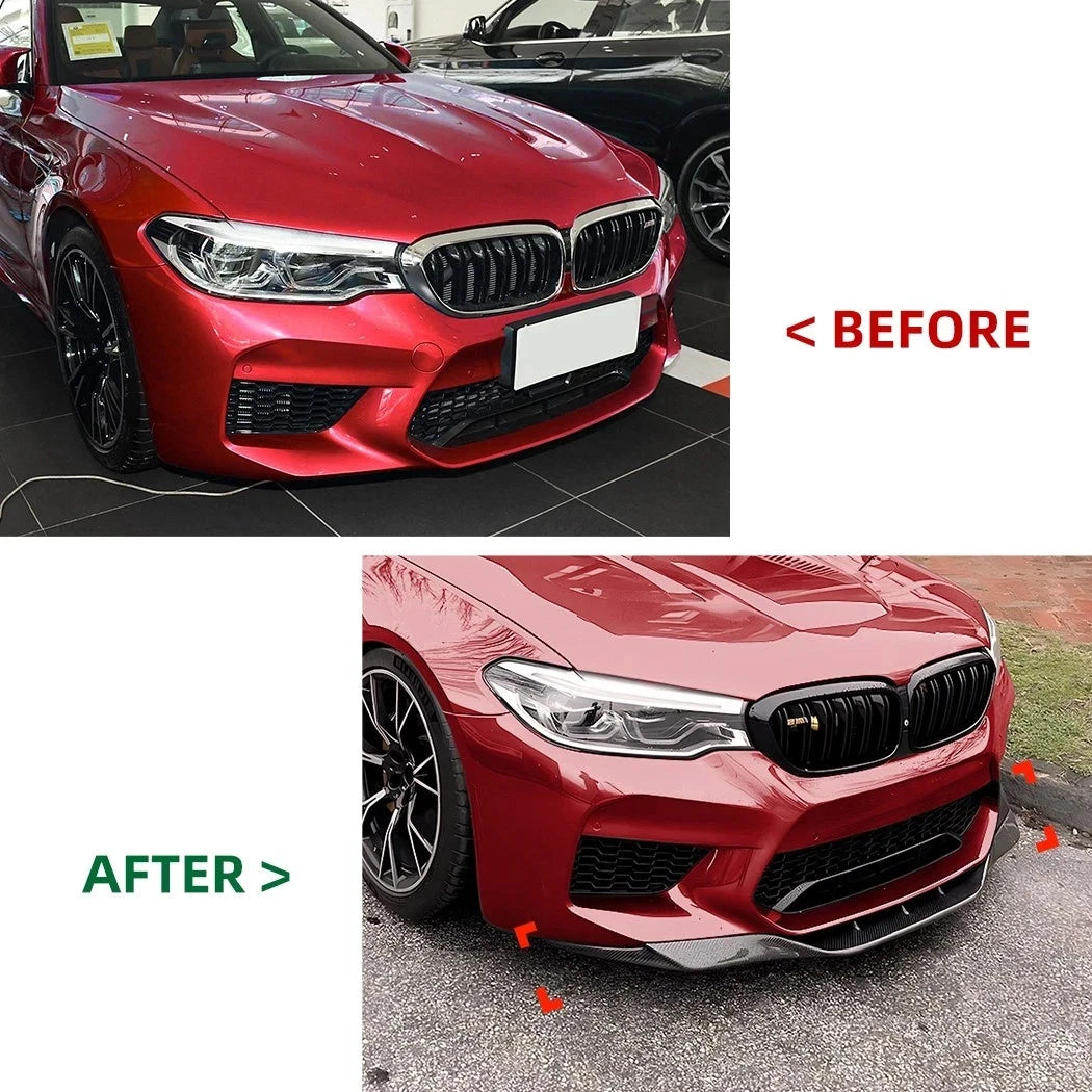FOR BMW F90 M5 RKP STYLE FRONT BUMPER LIP SPOILER SPLITTER GLOSS BLACK 2017-2020