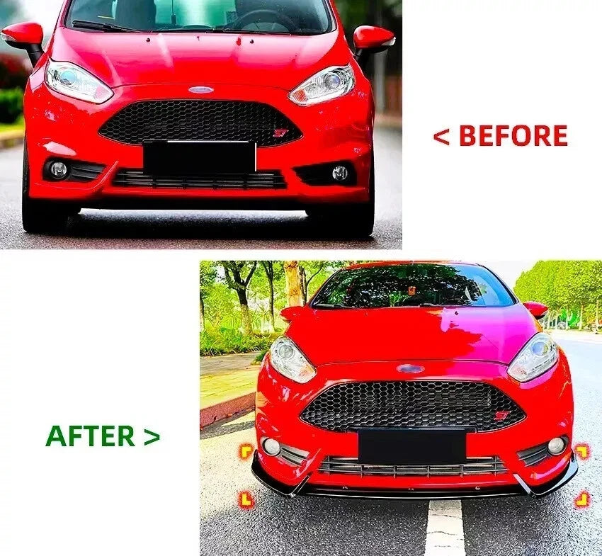 GLOSS BLACK FOR FORD FIESTA ST MK6 MK7 M7.5 FRONT BUMPER SPLITTER SPOILER 12-17