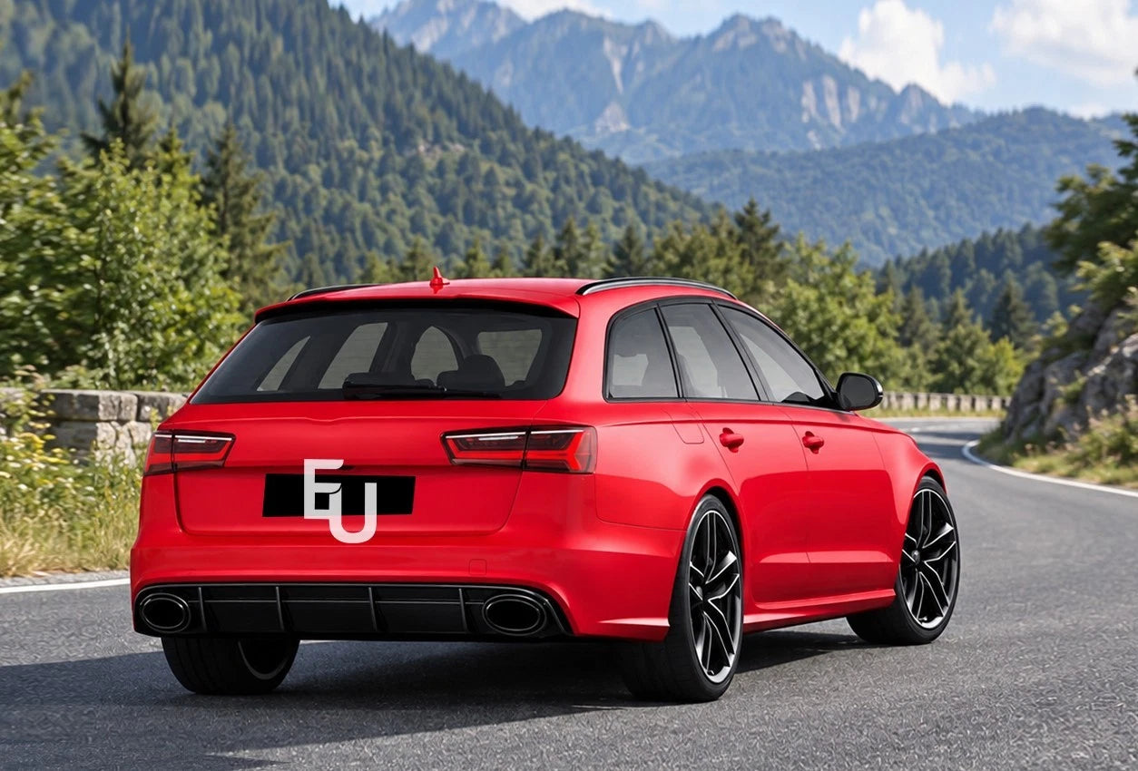 FOR AUDI A6 C7 SE STANDARD RS6 LOOK LCI GLOSS BLACK REAR DIFFUSER TAILPIPE 15-18