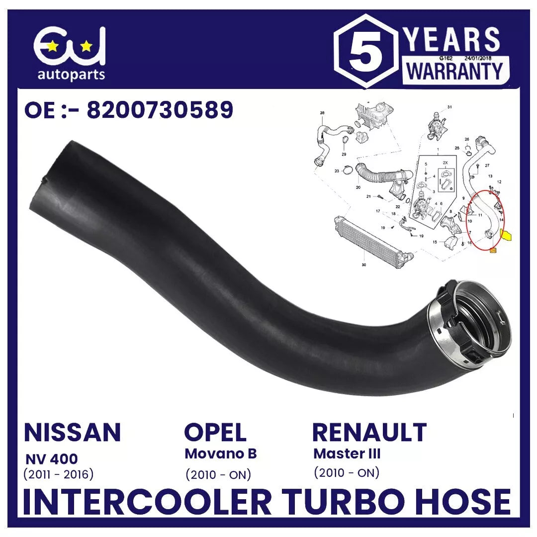 INTERCOOLER TURBO HOSE PIPE FOR RENAULT MASTER MOVANO B NV400 2.3 DCI 8200730589