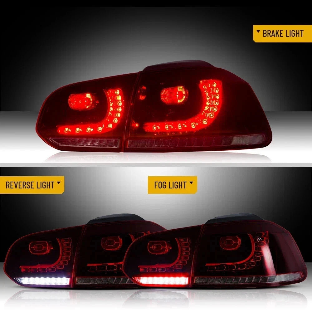 LED HEADLIGHT RED EYE REAR TAIL LIGHTS LAMP SET FOR VW GOLF MK6 08-13 SEQUENTIAL