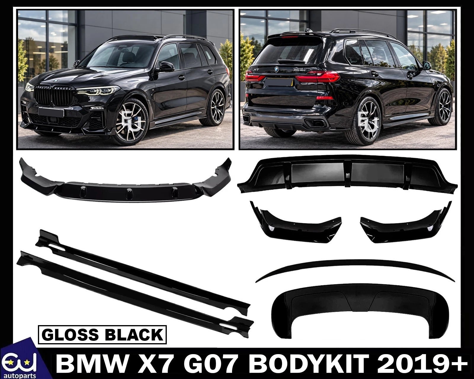 FOR BMW X7 G07 BODYKIT BODY KIT FRONT SPLITTER LIP DIFFUSER SIDE SKIRT SPOILERS