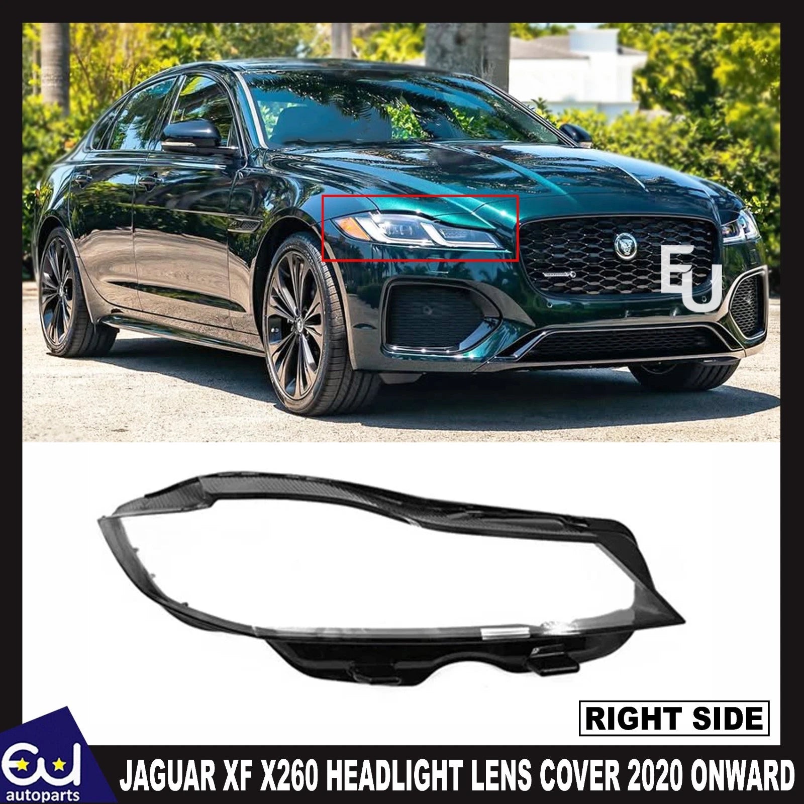 FOR JAGUAR XF X260 2X RIGHT DRIVER SIDE HEADLIGHT LENS COVER LAMP 2020 ONWARD