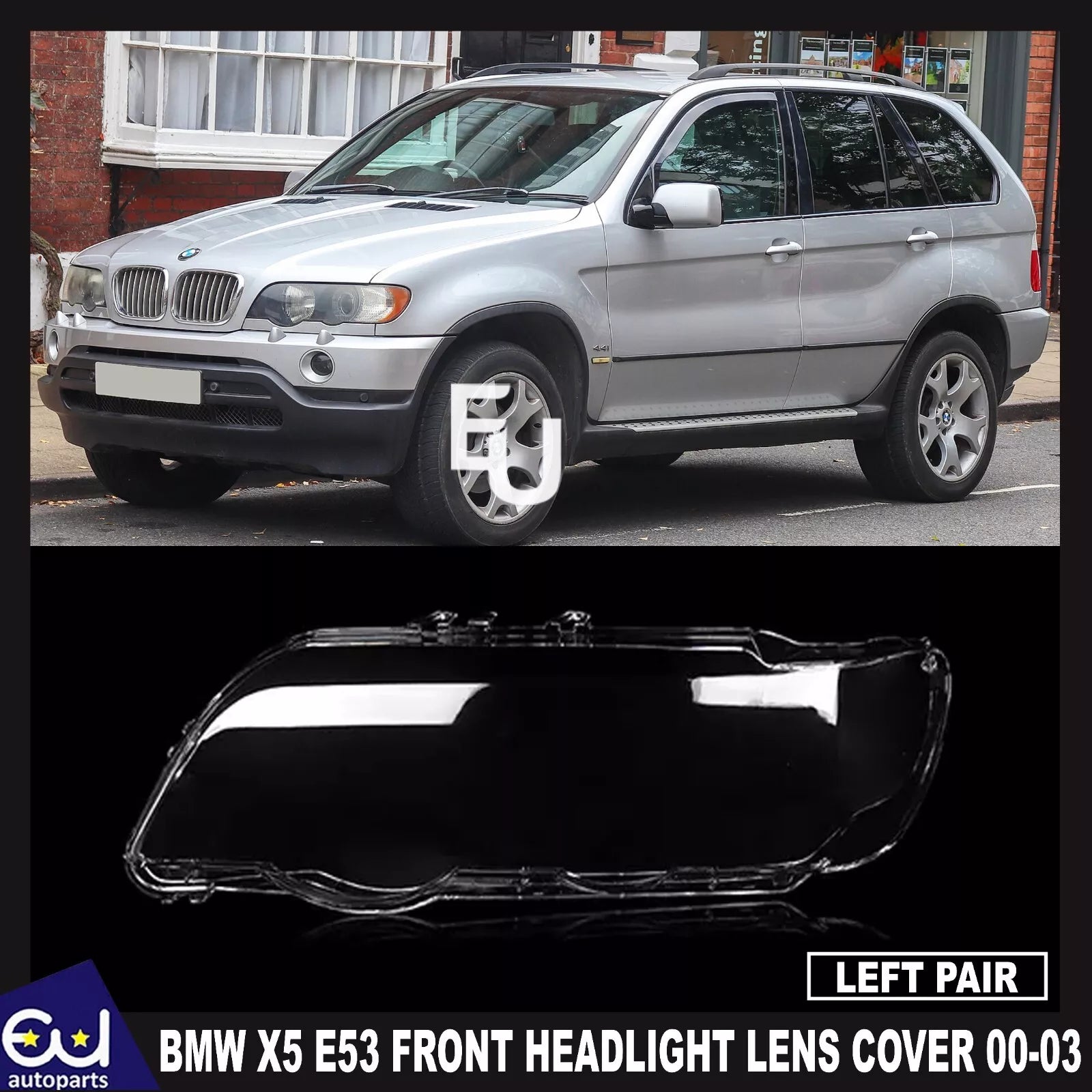 LEFT HEADLIGHT HEADLAMP LENS COVER SHELL REPLACEMENT FOR BMW X5 E53 2000-2003