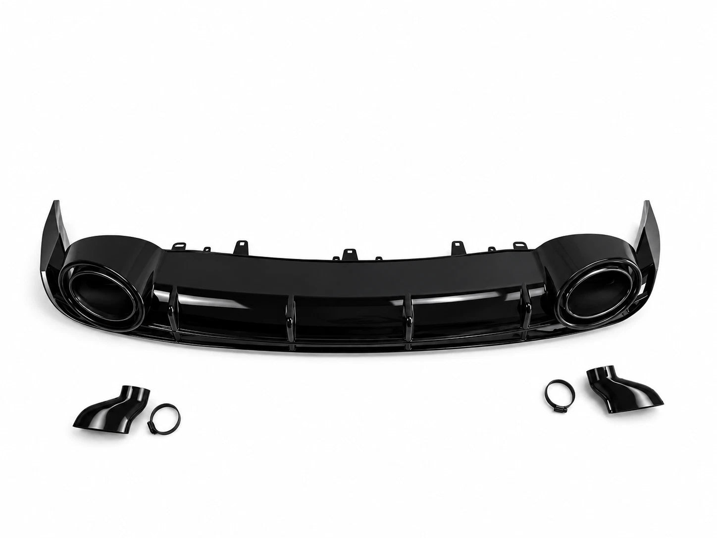 FOR AUDI A6 C7 SE STANDARD RS6 LOOK LCI GLOSS BLACK REAR DIFFUSER TAILPIPE 15-18