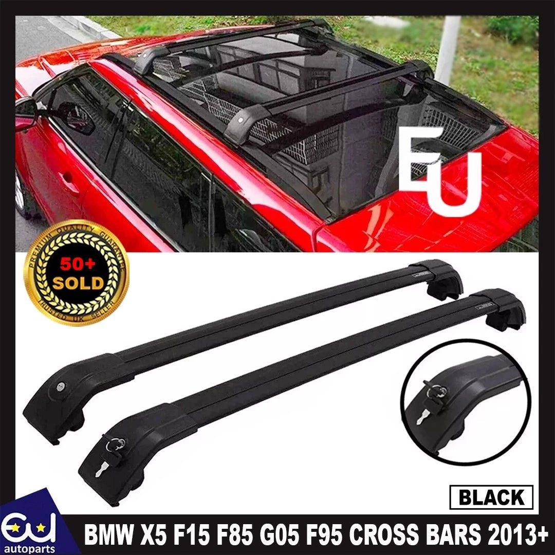 FOR BMW X5 F15 F85 G05 F95 LOCKABLE ALUMINIUM CROSS BARS ROOF RACK 75 KG 2013+