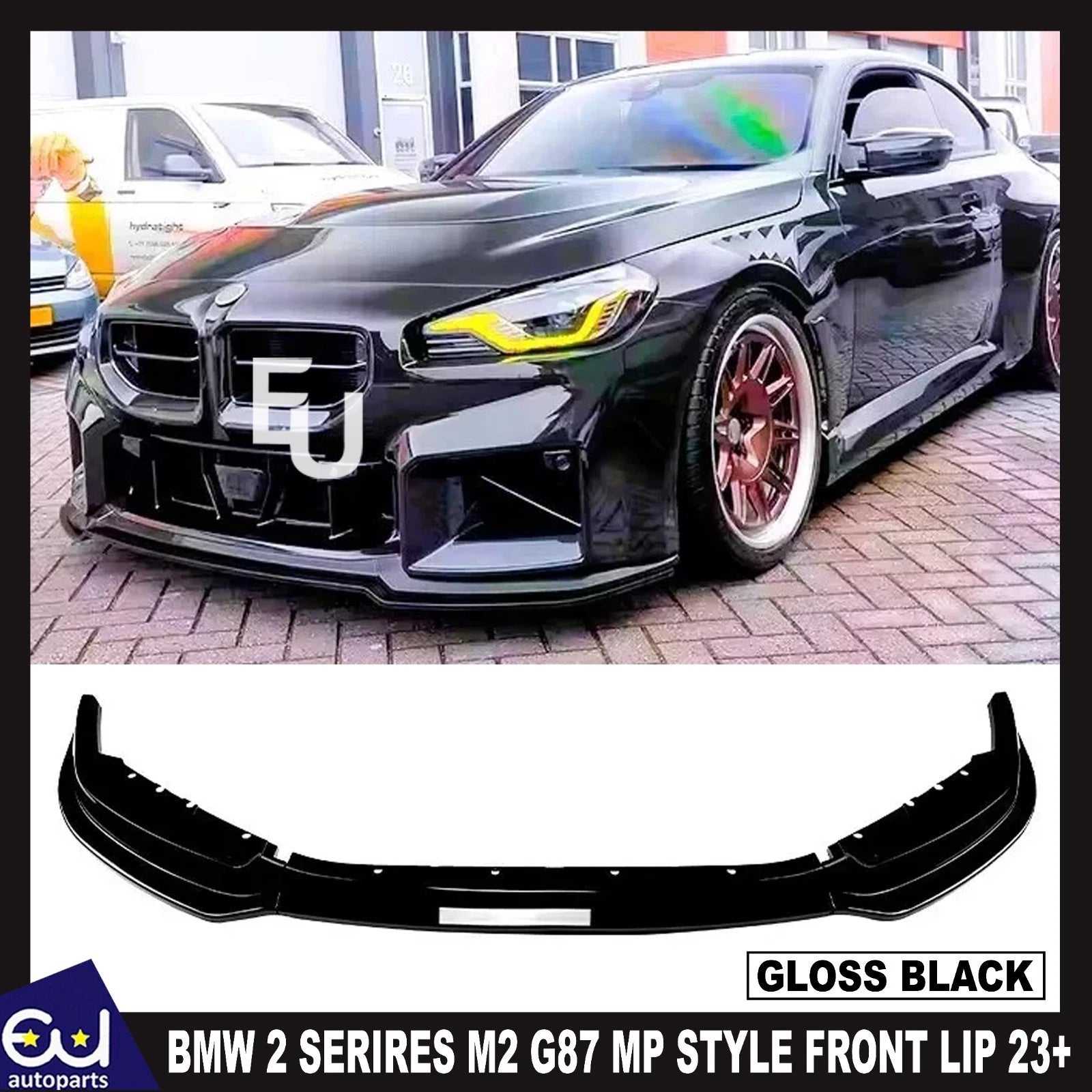 FOR BMW M2 G87 GLOSS BLACK FRONT SPLITTER SPOILER LIP BODY KIT M PERFORMANCE 23+