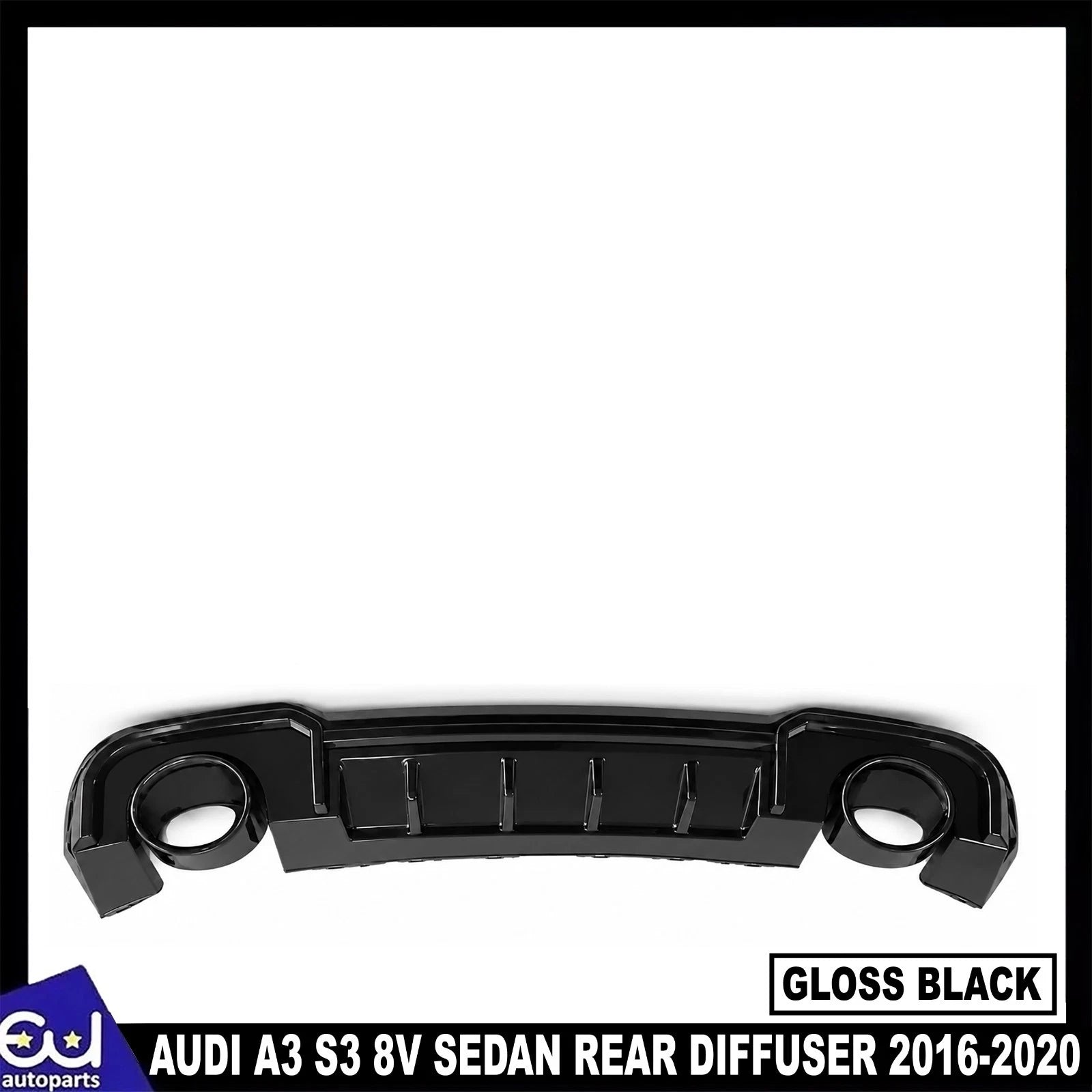 FOR AUDI A3 S-LINE 8V SEDAN RS3 LOOK REAR BUMPER DIFFUSER W/TAILPIPE BLACK 16-20