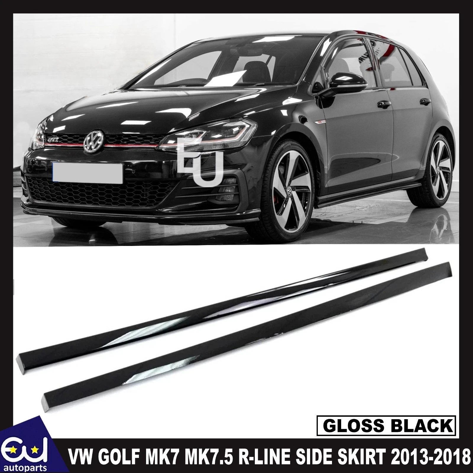 FOR VW GOLF MK7 MK7.5 R-LINE 2013-2018 GTI GTD STYLE SIDE SKIRT EXTENTION GLOSS