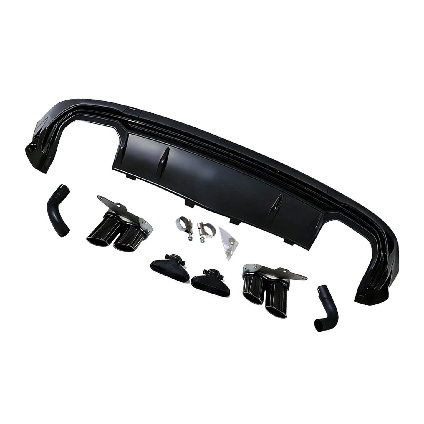 REAR DIFFUSER SQ5 STYLE GLOSS BLACK QUAD TAILPIPES LIP FOR AUDI Q5 SE 2018-2024