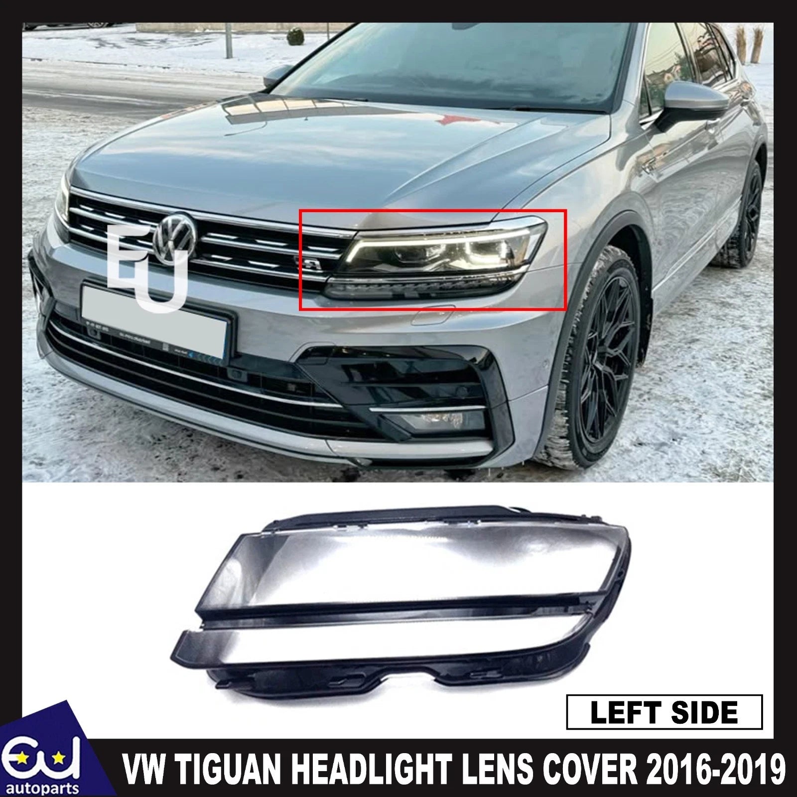 FOR VW TIGUAN FRONT LEFT SIDE CLEAR HEADLIGHT COVER LENS SHELL LAMPSHADE 16-19