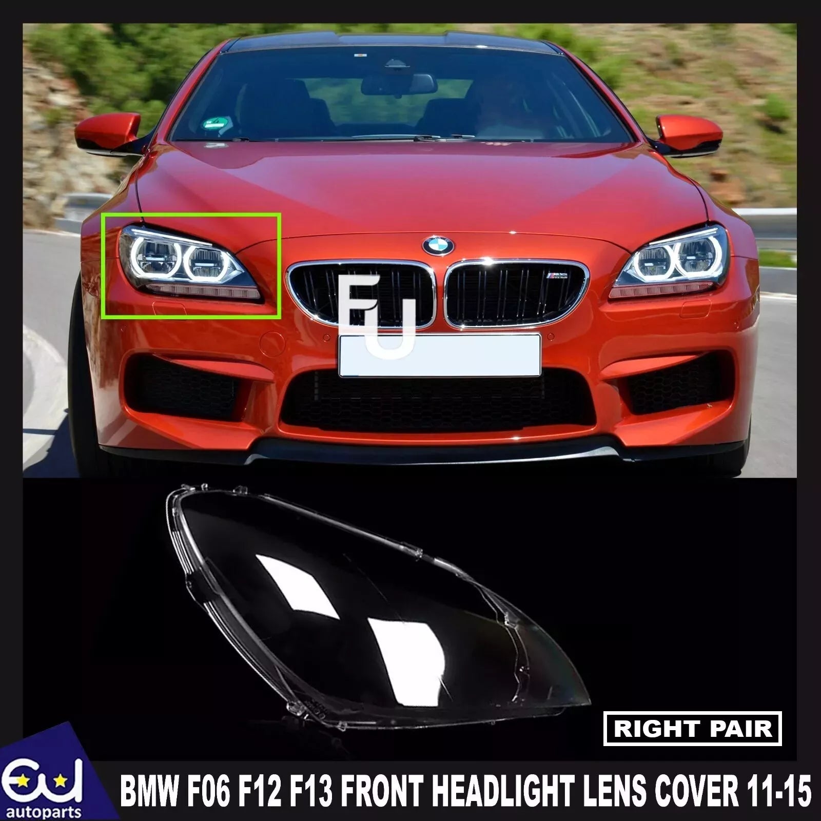 FOR BMW F06 F12 F13 RIGHT SIDE FRONT HEADLIGHT HEADLAMP LENS COVER 2011-2015