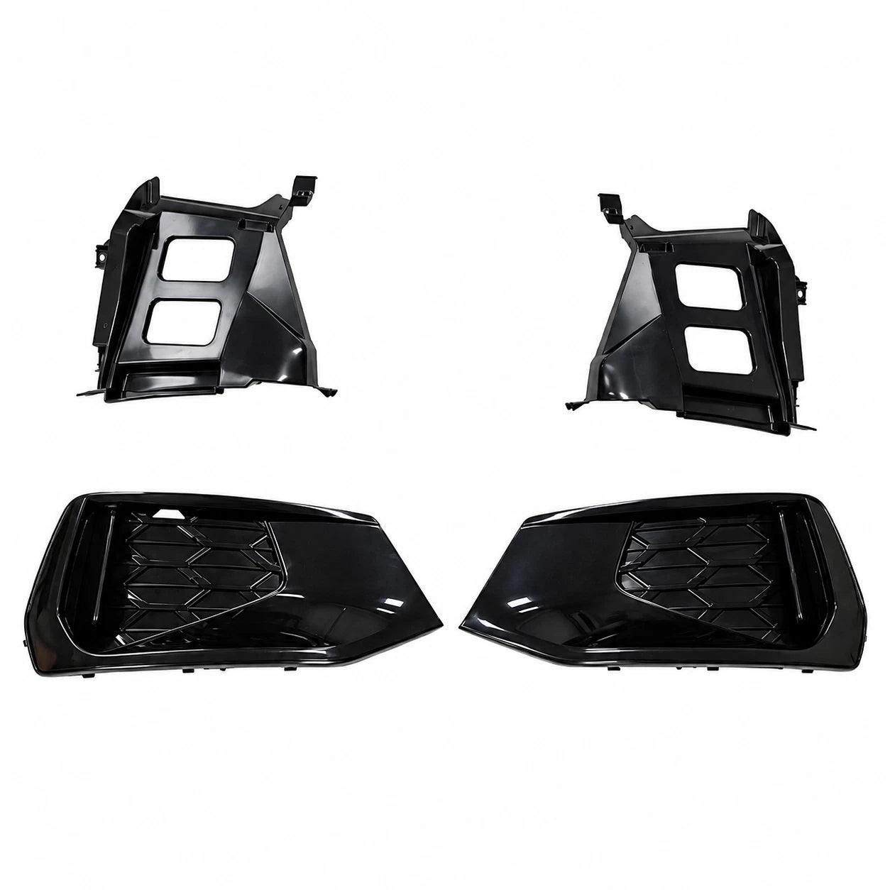 RS7 STYLE FRONT BUMPER HONEYCOMB GRILLE FOG LIGHT FRAME SET FOR AUDI A7 S7 18-25