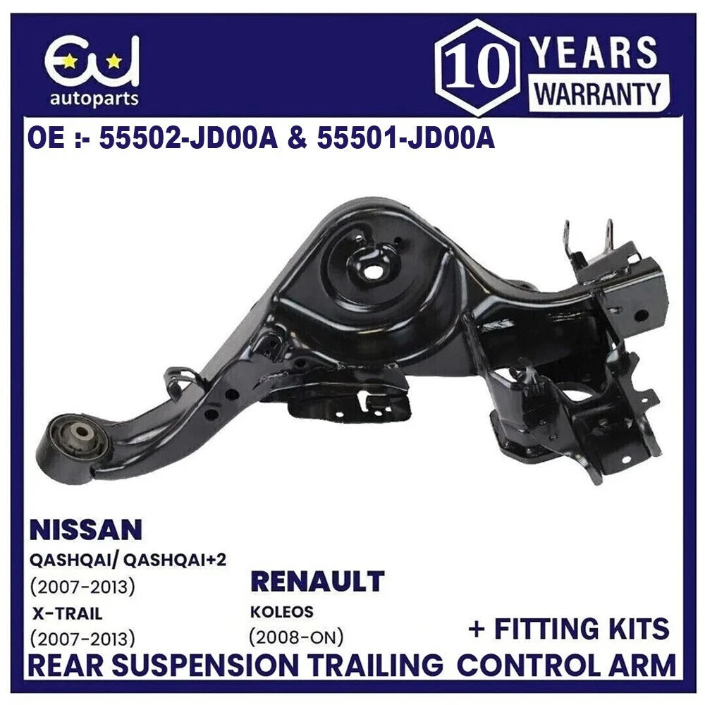 REAR LOWER PAIR SUSPENSION CONTROL TRAILING ARM FOR NISSAN QASHQAI+FITTING KITS
