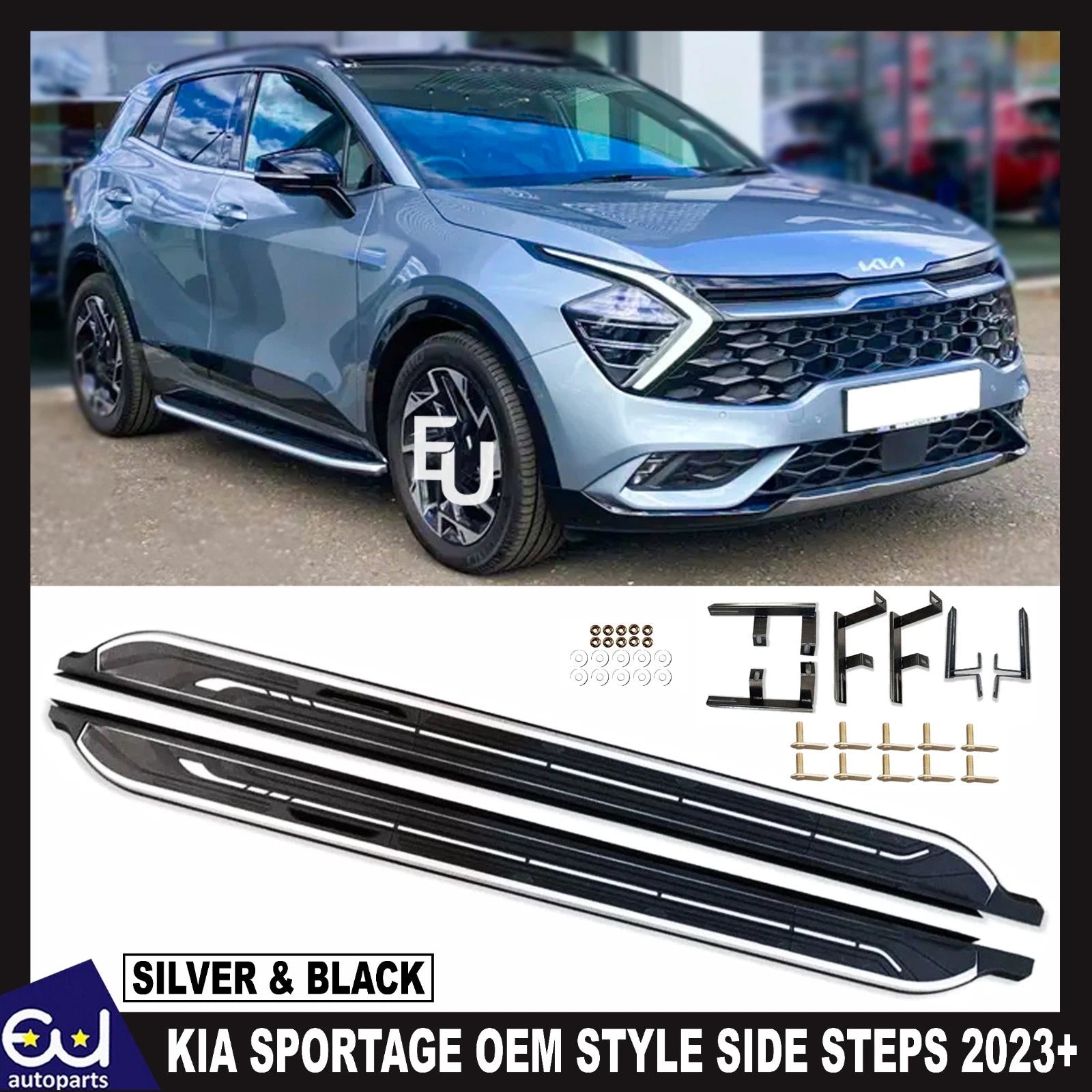 FOR KIA SPORTAGE 2023+ OEM STYLE ALUMINIUM PAIR RUNNING BOARDS SIDE STEPS BLACK
